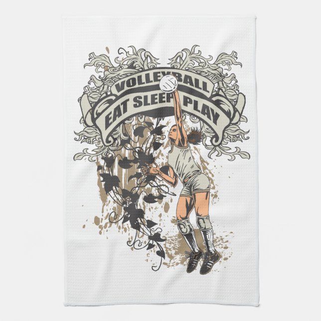 Eat, Sleep, Play Volleyball Towel (Vertical)