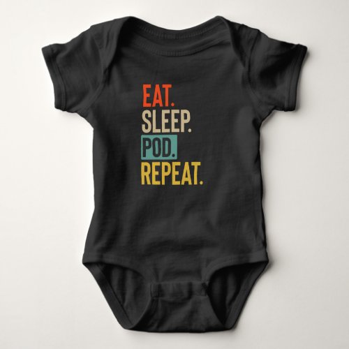 Eat Sleep pod Repeat retro vintage colors Baby Bodysuit