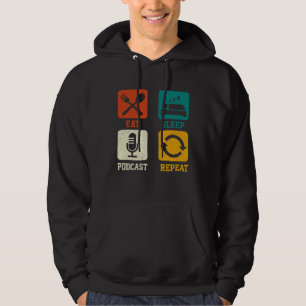 Eat Sleep Podcast Repeat  Podcaster Podcasting Str Hoodie