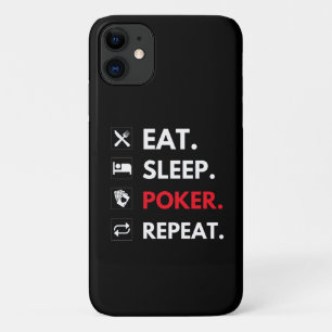 Eat Sleep Poker Repeat Funny Card Game Quote Black iPhone 11 Case