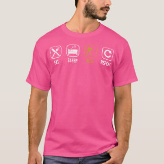 Eat Sleep Pool Repeat Balls Pool Snooker Player Bi T-Shirt
