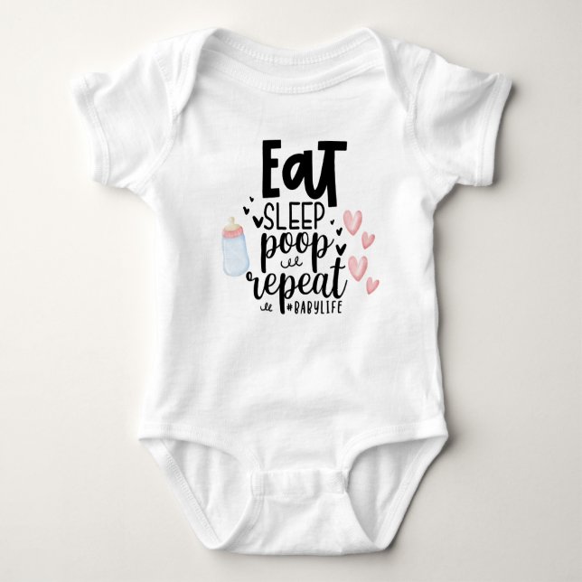 Eat Sleep Poop Repeat Bodysuit For Baby (0-24M)  (Front)