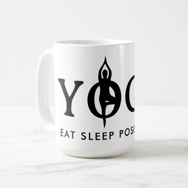 Eat sleep pose repeat coffee mug for yoga lover (Front Left)