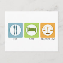 Eat sleep, practice law postcard