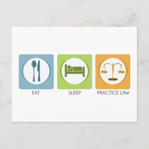 Eat sleep practice law postcard