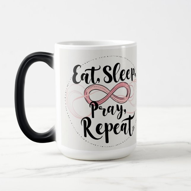 Eat, Sleep, pray proverb Color Morph Mug (Left)