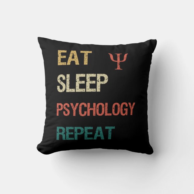 Eat sleep psychology repeat throw pillow (Front)