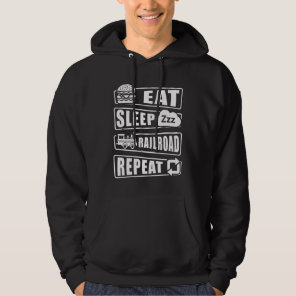 Eat Sleep Railroad Repeat Steam Train Hoodie