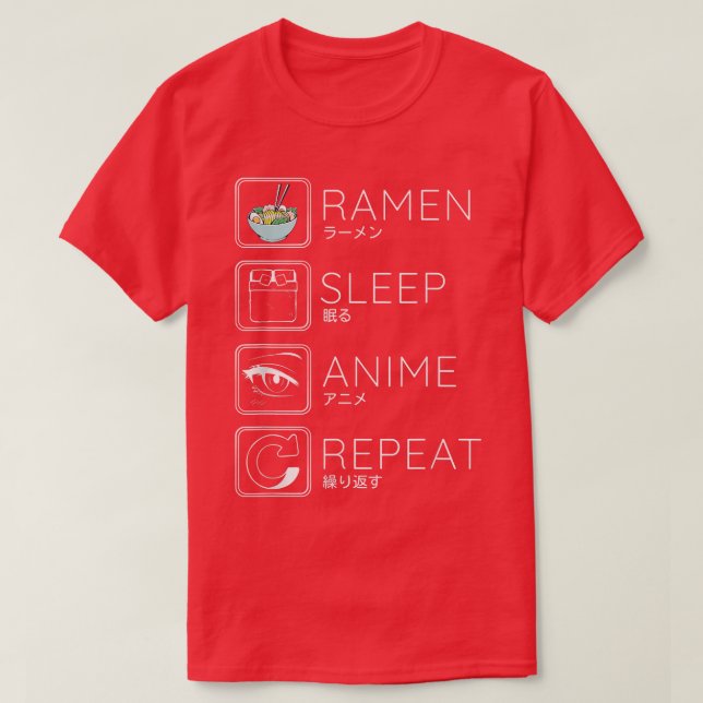 Eat Sleep Ramen Anime Noodles Kawaii Japanese Sket T-Shirt (Design Front)