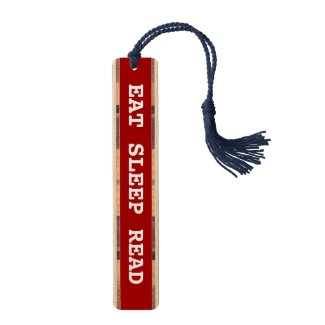 Eat sleep read bookmark for reading enthusiast wood bookmark