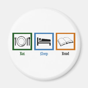 Eat Sleep Read Books Funny Bookworm Magnet