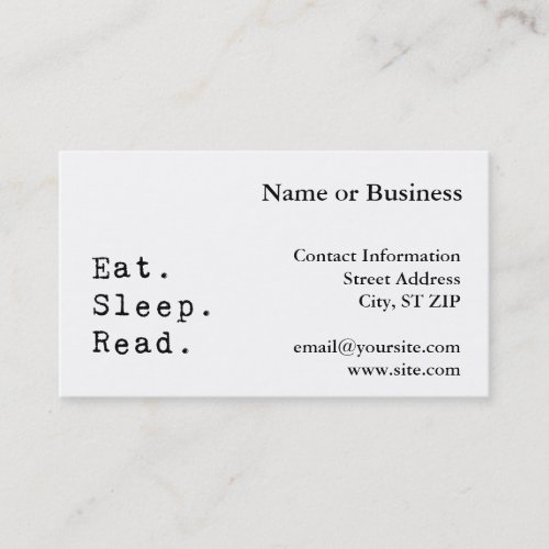 Eat. Sleep. Read. Business Card