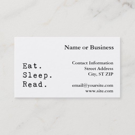 Customizable Eat. Sleep. Read. Business Card