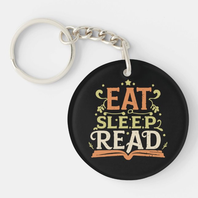 Eat Sleep Read, Funny Reading Keychain (Front)