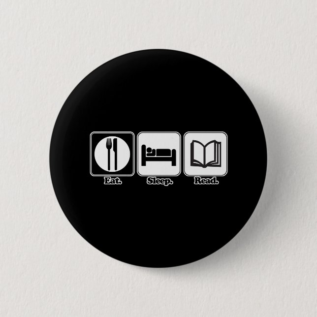eat sleep read pinback button (Front)