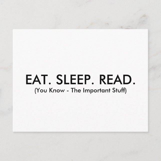 Eat, Sleep, Read Postcard (Funny) (Front)