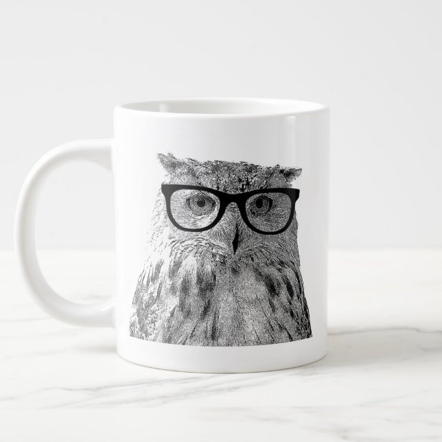 Eat sleep read repeat funny owl coffee mug gift (Left)