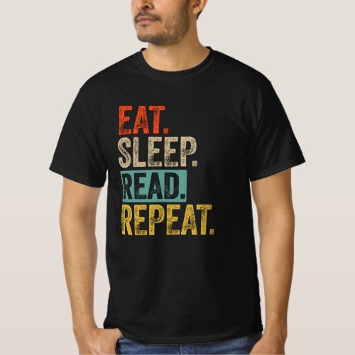 Eat sleep read repeat retro vintage T_Shirt