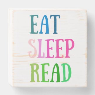 EAT SLEEP READ wooden box sign