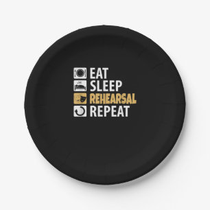 Eat Sleep Rehearsal Repeat - Theatre Quotes Acting Paper Plates