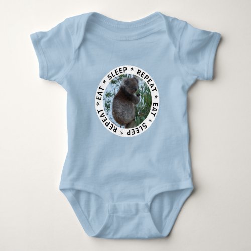 Eat Sleep Repeat Cute Funny Koala in a Tree Baby Bodysuit