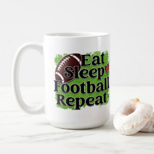 Eat, Sleep, Repeat Football  Coffee Mug