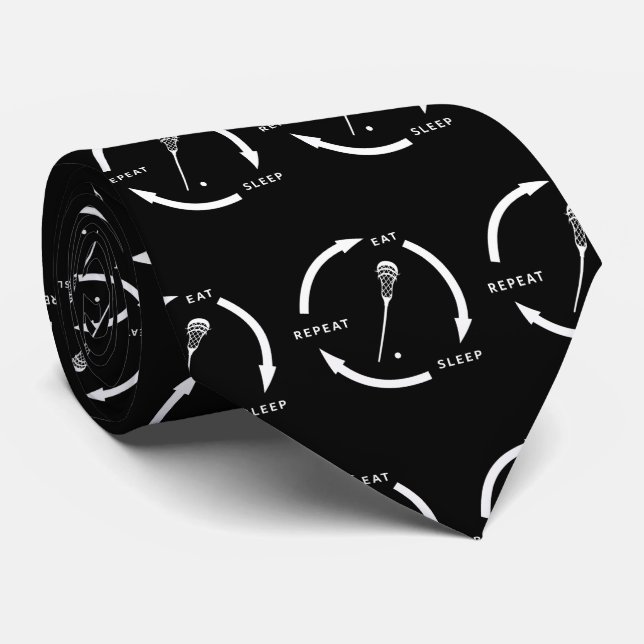 Eat Sleep Repeat Lacrosse Sports Fan Saying Neck Tie (Rolled)
