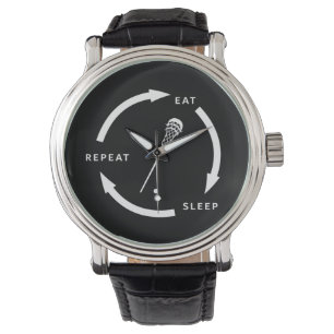 Eat Sleep Repeat Lacrosse Sports Fan Saying Watch