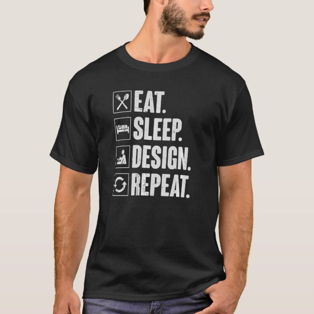 Eat Sleep Repeat  Retro Designer T-Shirt (Front)