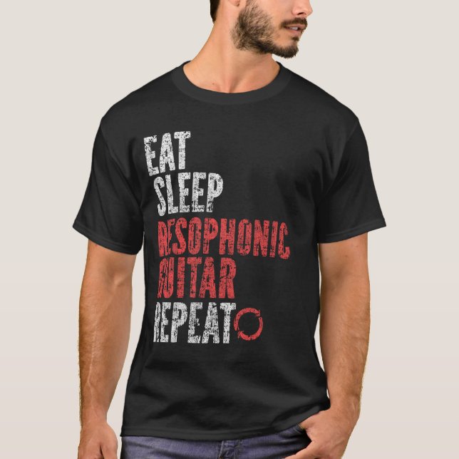 Eat Sleep Resophonic guitar Repeat T-Shirt (Front)