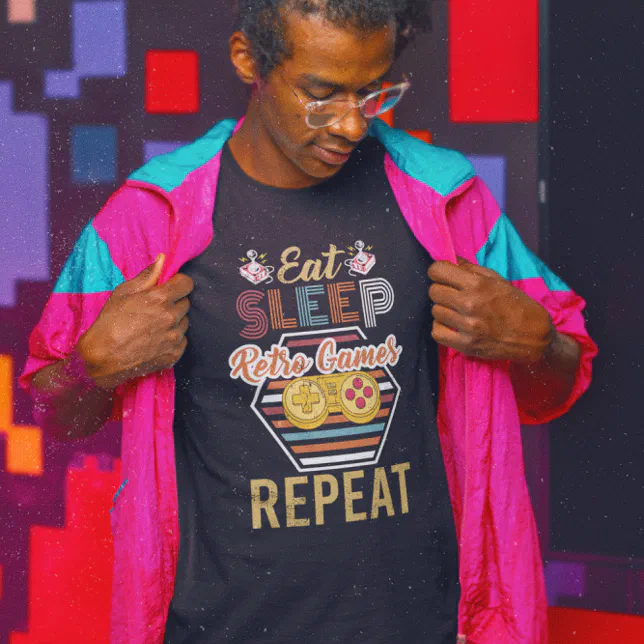 Eat Sleep Retro Games Repeat - Vintage Video Game T-Shirt
