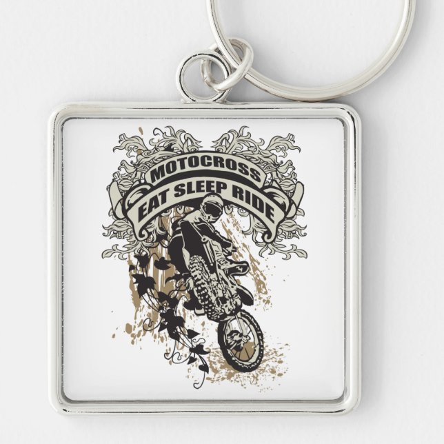 Eat, Sleep, Ride Motocross Keychain (Front)