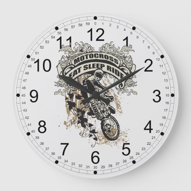 Eat, Sleep, Ride Motocross Large Clock (Front)