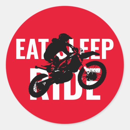 Eat Sleep Ride Motocross Motorcycle Sport Pop Art Classic Round Sticker