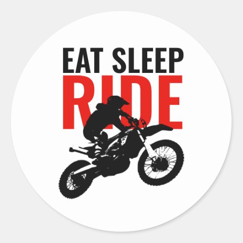 Eat Sleep Ride Motocross Motorcycle Sport Pop Art Classic Round Sticker