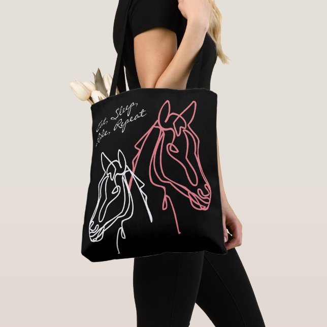 Eat Sleep Ride Repeat horse quote tote bag (Close Up)