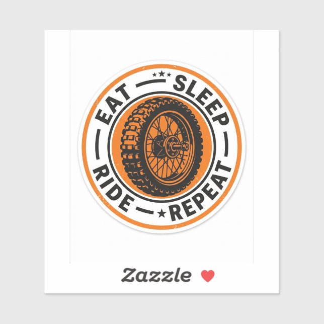 Eat Sleep Ride Repeat Sticker — Biker Wheel Decal (Sheet)