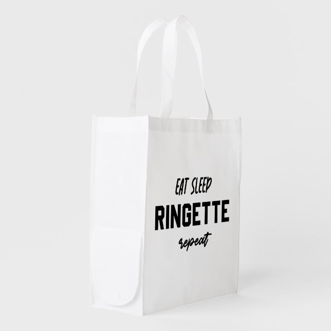 Eat Sleep Ringette Repeat Ringette Player Gifts Grocery Bag (Front Side)