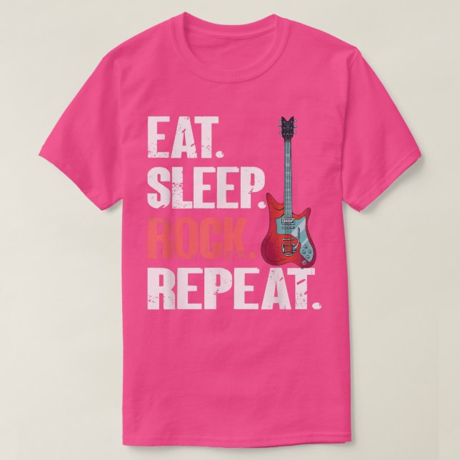 Eat Sleep Rock RepeatElectronic Rock Guitar 674 T-Shirt (Design Front)