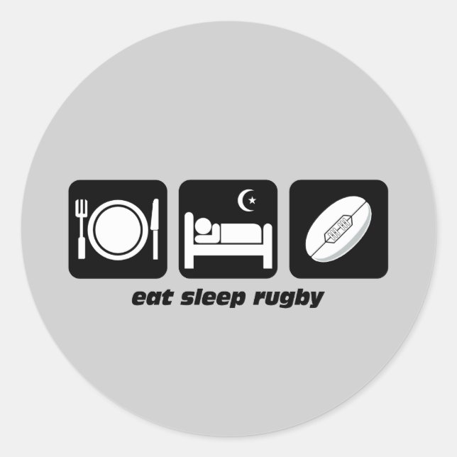 eat sleep rugby classic round sticker (Front)