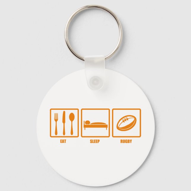 Eat Sleep Rugby Keychain (Front)