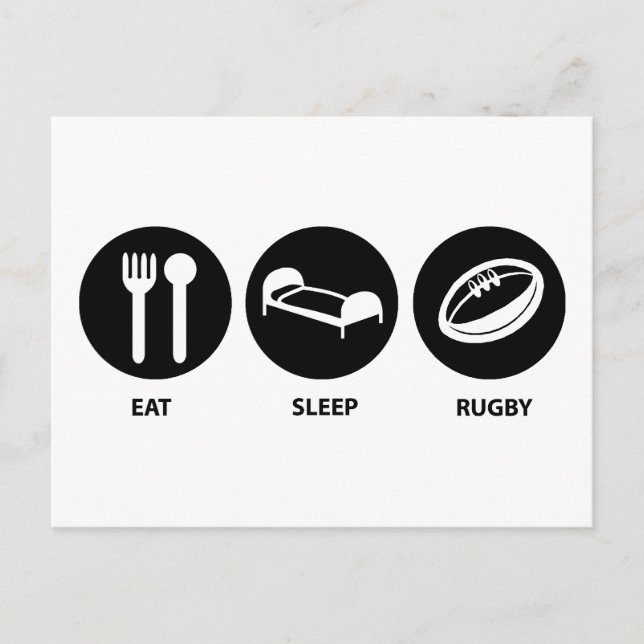 Eat Sleep Rugby Postcard (Front)