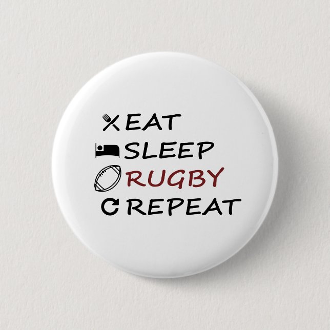 Eat Sleep Rugby Repeat Button (Front)