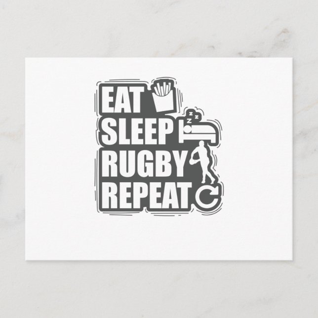 Eat Sleep Rugby Repeat Football Sport Postcard (Front)