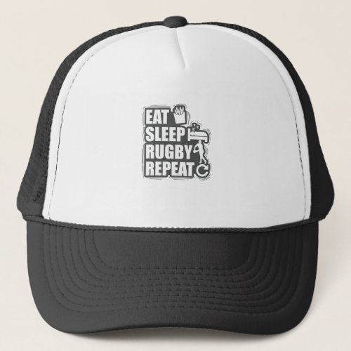 Eat Sleep Rugby Repeat Football Sport Trucker Hat