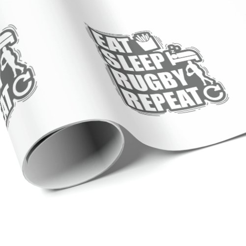 Eat Sleep Rugby Repeat Football Sport Wrapping Paper