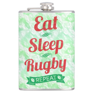 Eat Sleep Rugby Repeat Hip Flask