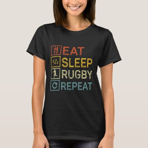 Eat Sleep Rugby Repeat Rugby Player Coach Sports L T_Shirt