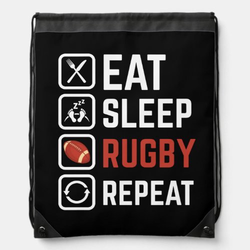 Eat Sleep Rugby Repeat Sport Gift Drawstring Bag