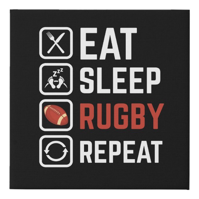 Eat Sleep Rugby Repeat Sport Gift Faux Canvas Print (Front)
